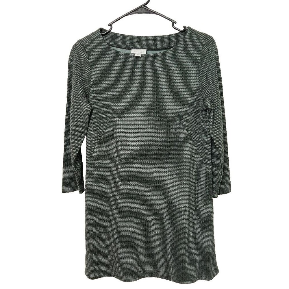 J Jill XS Green Black Geometric‎ Tunic Lagenlook Minimalist Coastal Grandma Top